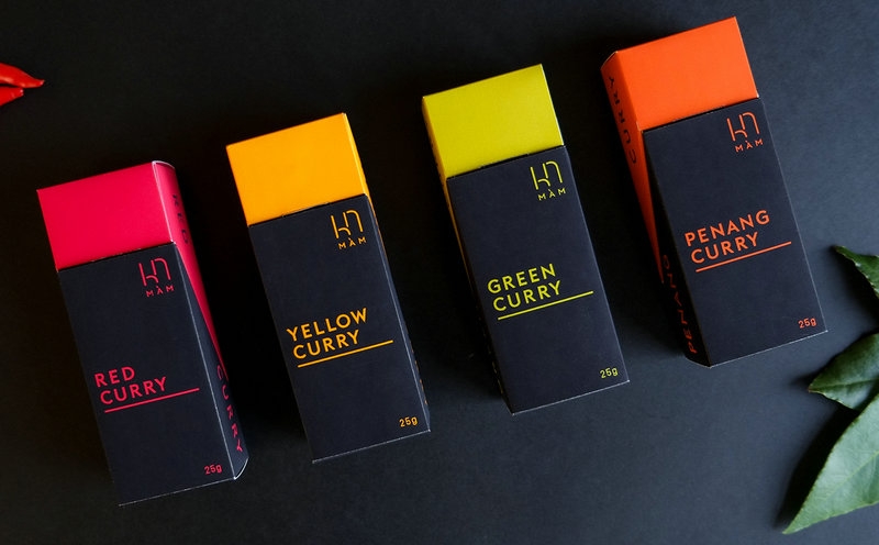 咖喱包裝設計，把制作泰國咖喱的所有主要原料打包成一個包裝