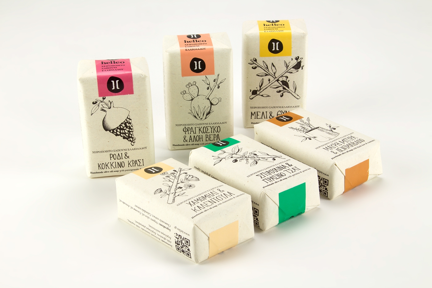Helleo天然肥皂系列品牌包裝設計，六個肥皂，六個故事
