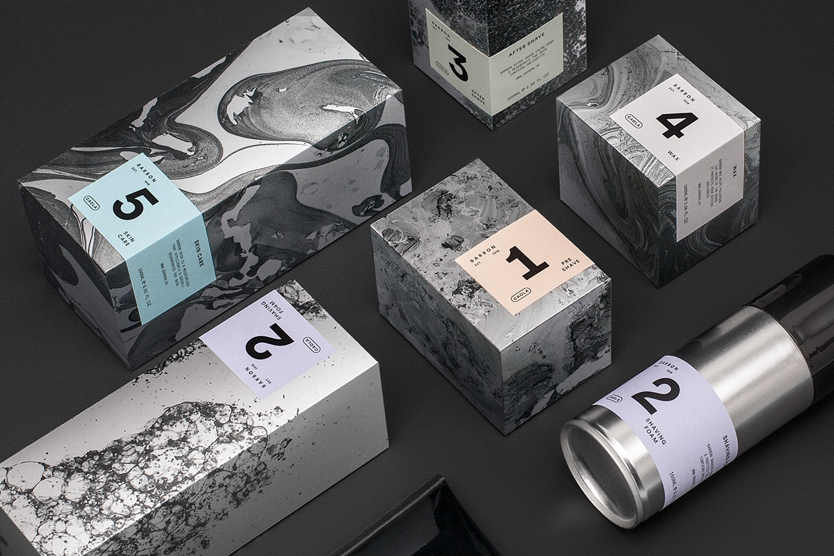 男士剃須系列產品包裝設計，包括全套的護膚化妝品