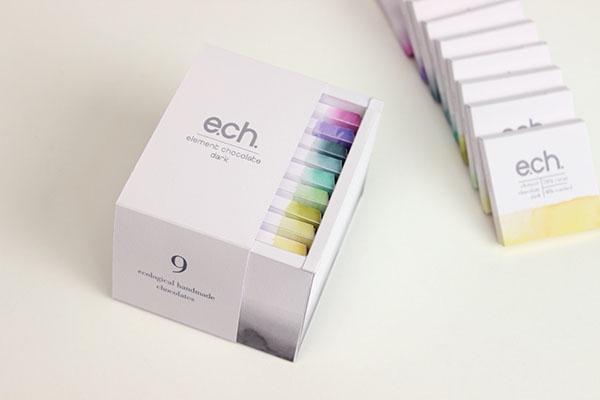 彩色之光， 生態手工巧克力食品包裝設計工程。