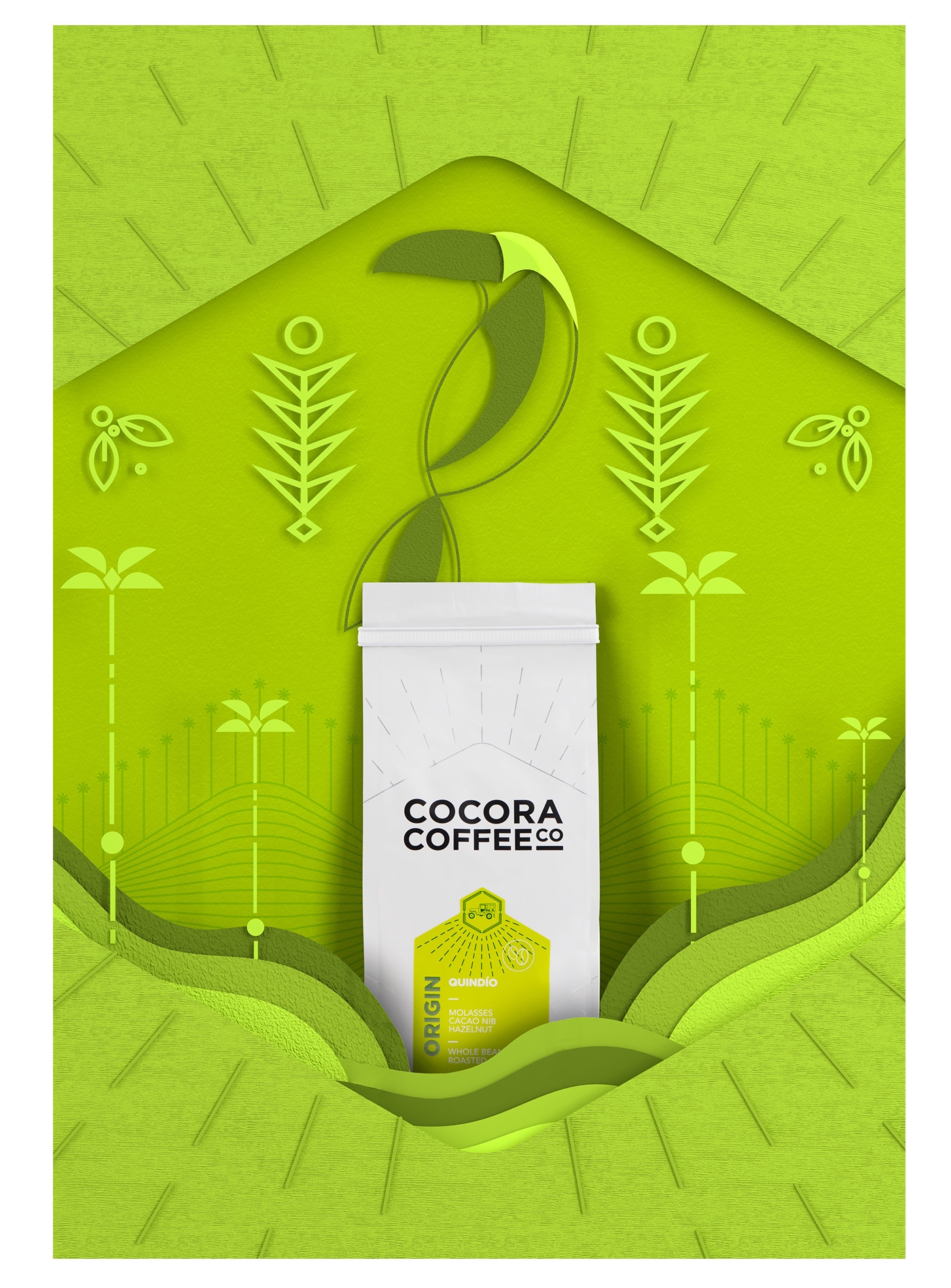 為一個咖啡杯，一個街角咖啡店，做整體的品牌包裝設計